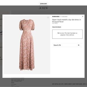 J. Crew COLLECTION Rose Print Metallic Clip-Dot Maxi Dress (sold out)